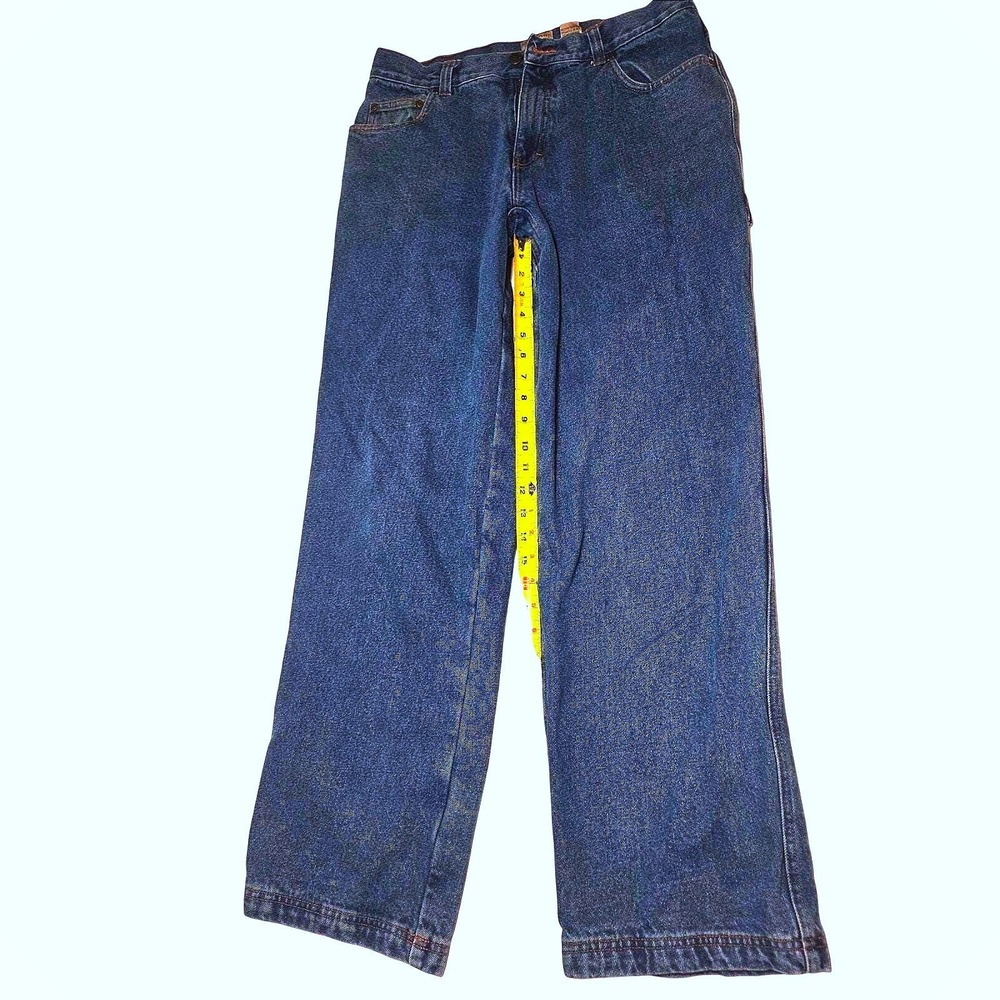 Salmon River Traders Mens 34x32 Blue Flannel Lined Denim Jeans Straight Leg Work